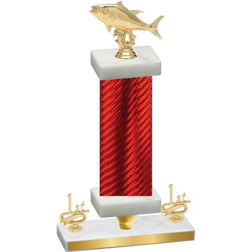 Premium Single Red Carbon Fiber First Place Fishing Trophy