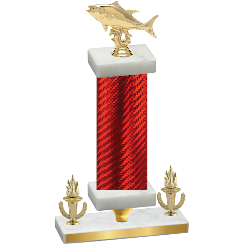 Premium Single Red Carbon Fiber Victory Fishing Trophy