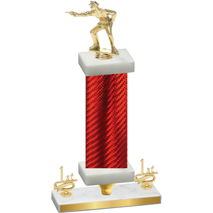 Premium Single Red Carbon Fiber First Place Shooter Trophy