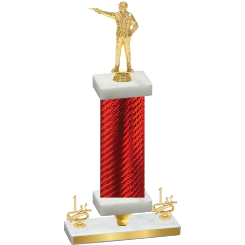 Premium Single Red Carbon Fiber First Place Shooter Trophy