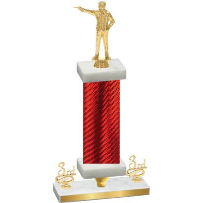 Premium Single Red Carbon Fiber Third Place Shooter Trophy