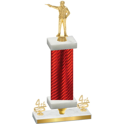 Premium Single Red Carbon Fiber Fourth Place Shooter Trophy