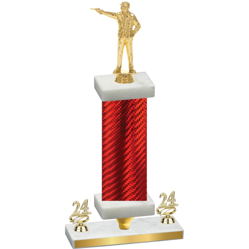 Premium Single Red Carbon Fiber Year Shooter Trophy