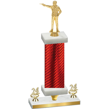 Premium Single Red Carbon Fiber Year Shooter Trophy