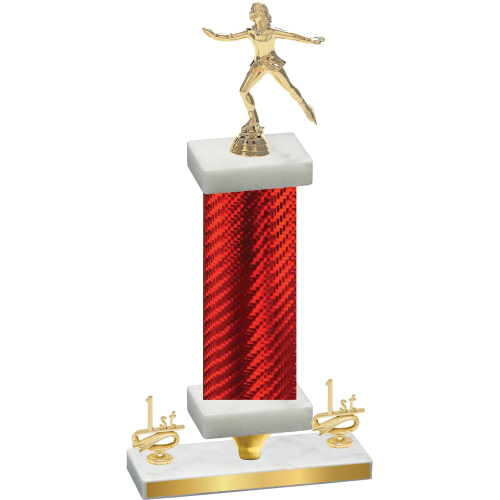 Premium Single Red Carbon Fiber First Place Skater Trophy