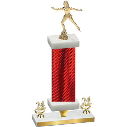 Premium Single Red Carbon Fiber Year Skater Trophy