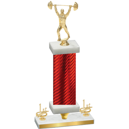 Premium Single Red Carbon Fiber First Place Weights Trophy