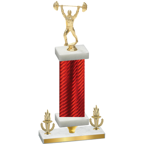 Premium Single Red Carbon Fiber Victory Weights Trophy