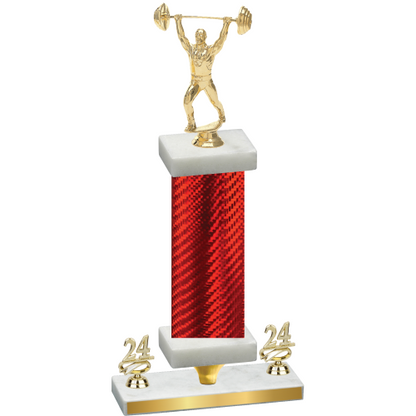 Premium Single Red Carbon Fiber Year Weights Trophy