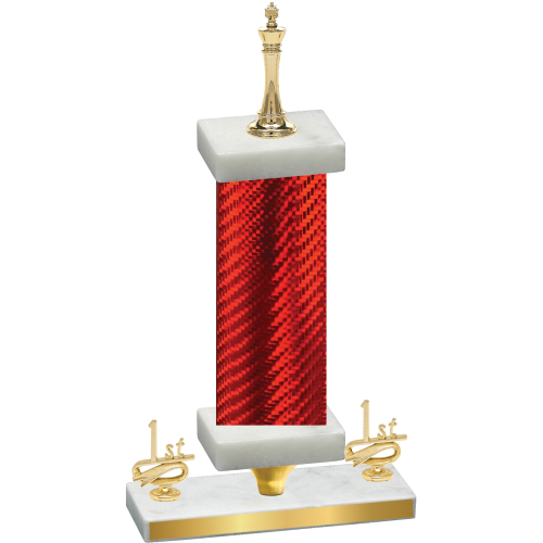 Premium Single Red Carbon Fiber First Place Chess Trophy