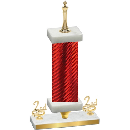 Premium Single Red Carbon Fiber Second Place Chess Trophy