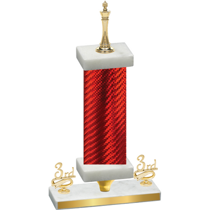 Premium Single Red Carbon Fiber Third Place Chess Trophy