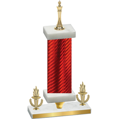 Premium Single Red Carbon Fiber Victory Chess Trophy