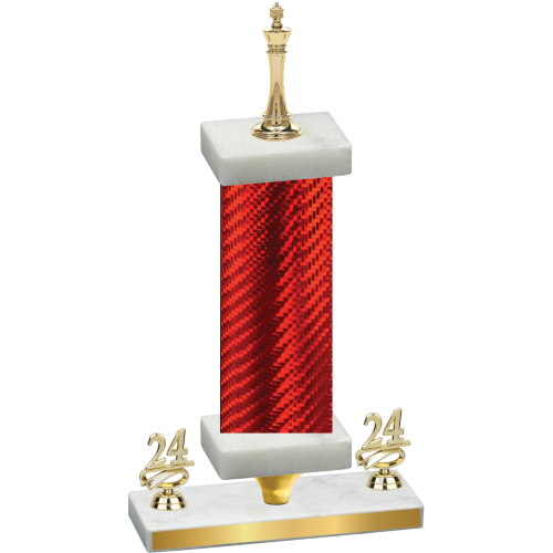 Premium Single Red Carbon Fiber Year Chess Trophy