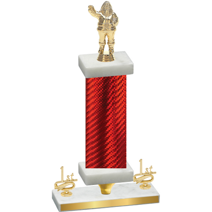 Premium Single Red Carbon Fiber First Place Holiday Trophy