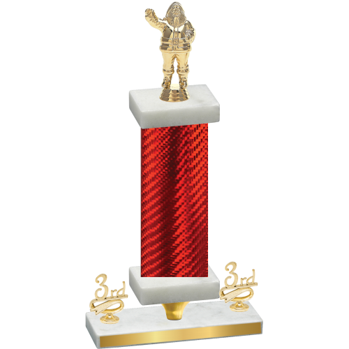 Premium Single Red Carbon Fiber Third Place Holiday Trophy