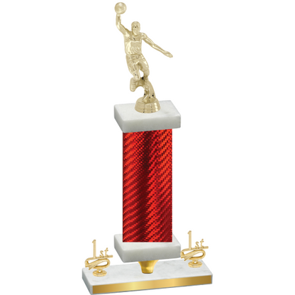 Premium Single Red Carbon Fiber First Place Basketball Trophy