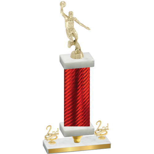 Premium Single Red Carbon Fiber Second Place Basketball Trophy