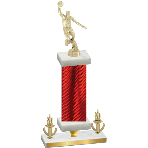 Premium Single Red Carbon Fiber Victory Basketball Trophy