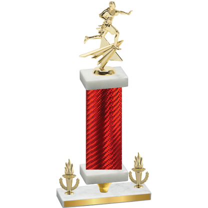 Premium Single Red Carbon Fiber Victory Flag Football Trophy