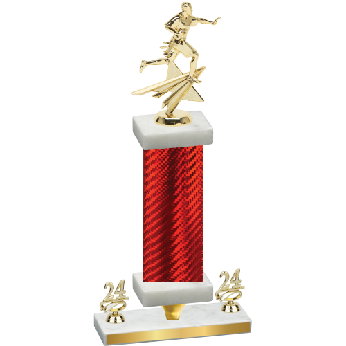 Premium Single Red Carbon Fiber Year Flag Football Trophy