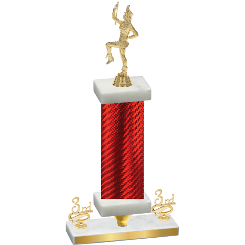 Premium Single Red Carbon Fiber Third Place Majorette Trophy