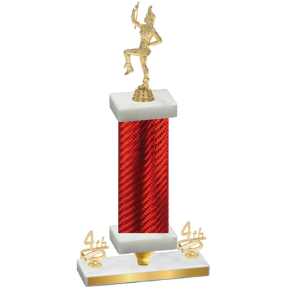 Premium Single Red Carbon Fiber Fourth Place Majorette Trophy