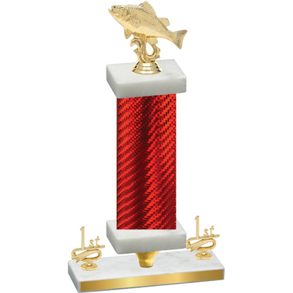 Premium Single Red Carbon Fiber First Place Fishing Trophy