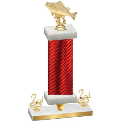 Premium Single Red Carbon Fiber Second Place Fishing Trophy