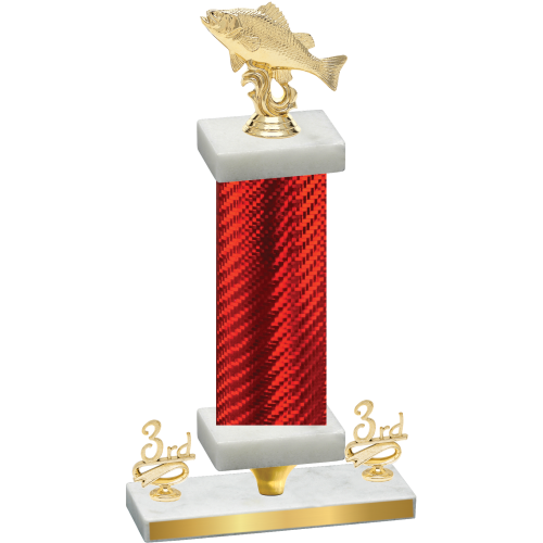 Premium Single Red Carbon Fiber Third Place Fishing Trophy