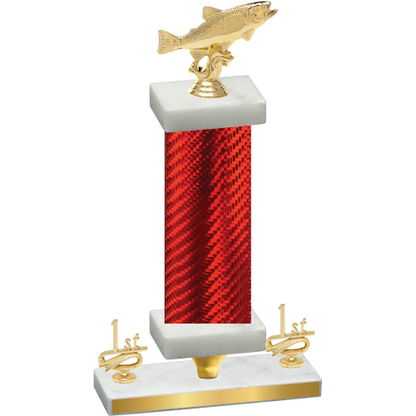 Premium Single Red Carbon Fiber First Place Fishing Trophy