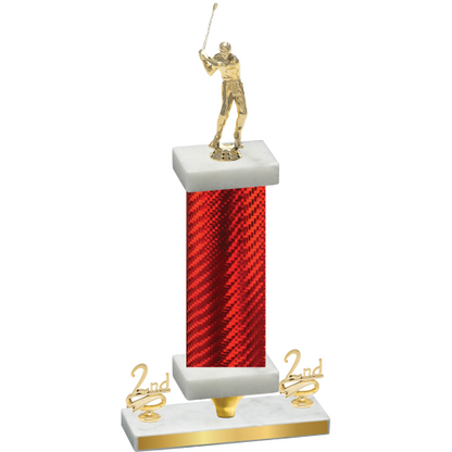 Premium Single Red Carbon Fiber Second Place Golf Trophy