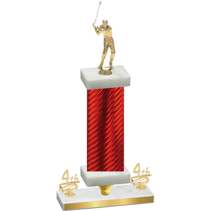 Premium Single Red Carbon Fiber Fourth Place Golf Trophy