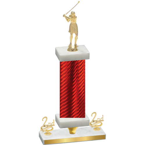 Premium Single Red Carbon Fiber Second Place Golf Trophy
