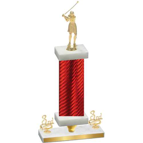 Premium Single Red Carbon Fiber Third Place Golf Trophy