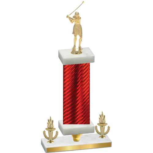 Premium Single Red Carbon Fiber Victory Golf Trophy