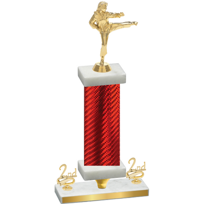 Premium Single Red Carbon Fiber Second Place Karate Trophy