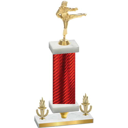 Premium Single Red Carbon Fiber Victory Karate Trophy