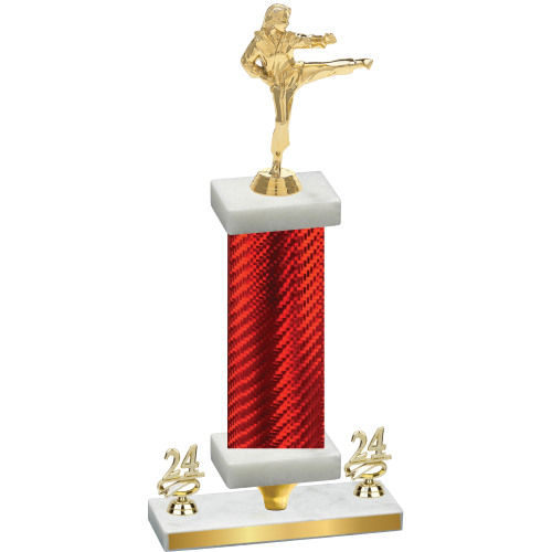 Premium Single Red Carbon Fiber Year Karate Trophy