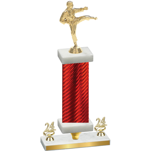 Premium Single Red Carbon Fiber Year Karate Trophy