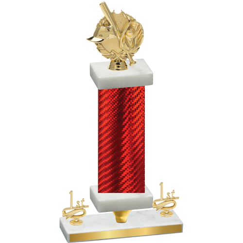 Premium Single Red Carbon Fiber First Place Baseball Trophy