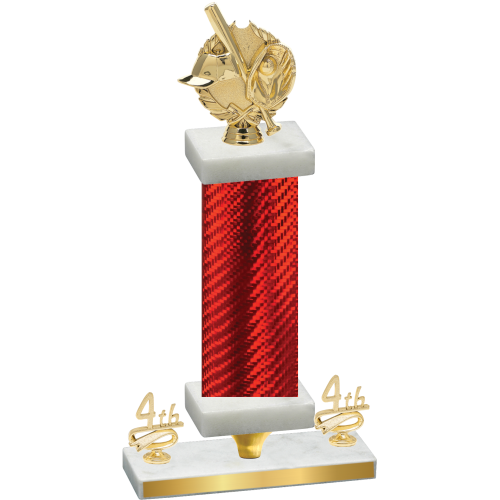 Premium Single Red Carbon Fiber Fourth Place Baseball Trophy
