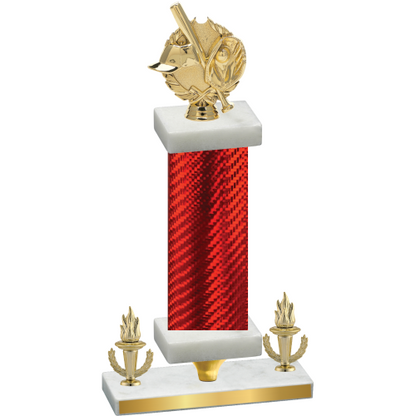 Premium Single Red Carbon Fiber Victory Baseball Trophy