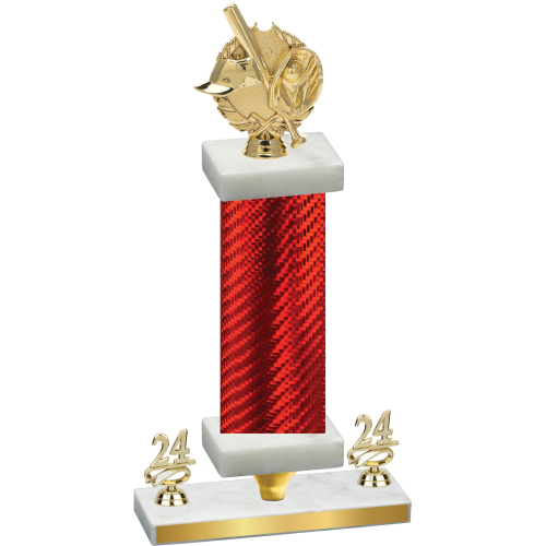 Premium Single Red Carbon Fiber Year Baseball Trophy