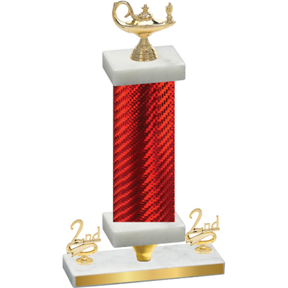 Premium Single Red Carbon Fiber Second Place Academics Trophy