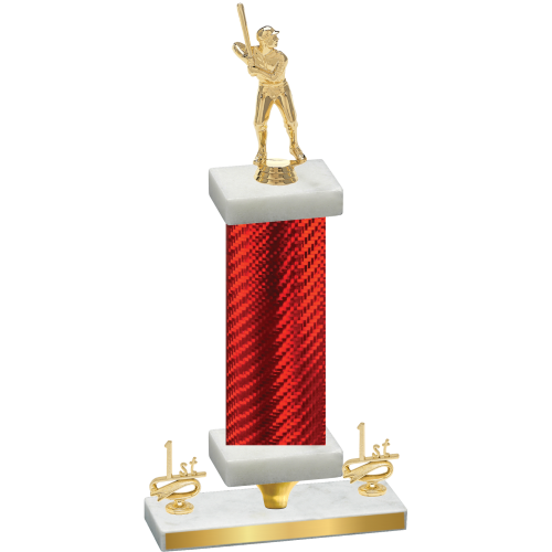 Premium Single Red Carbon Fiber First Place Baseball Trophy