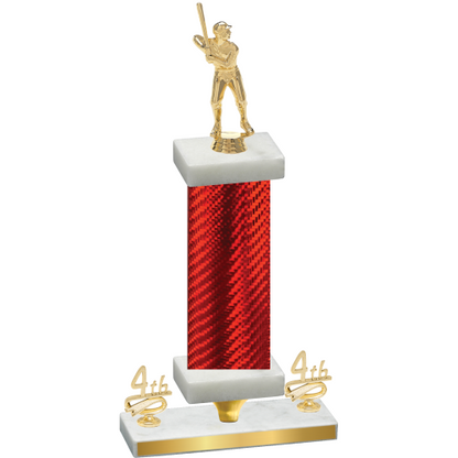 Premium Single Red Carbon Fiber Fourth Place Baseball Trophy