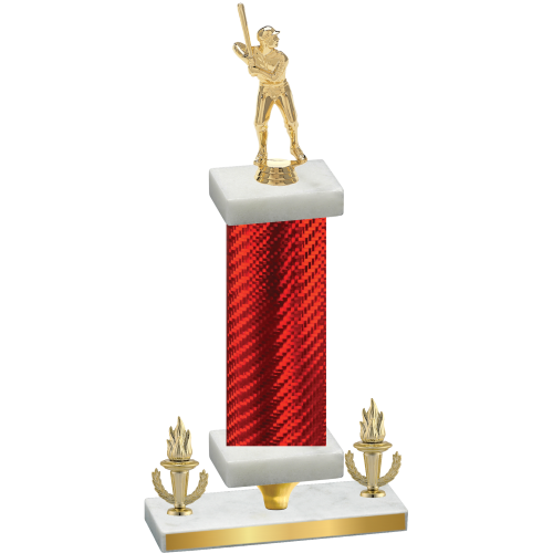 Premium Single Red Carbon Fiber Victory Baseball Trophy