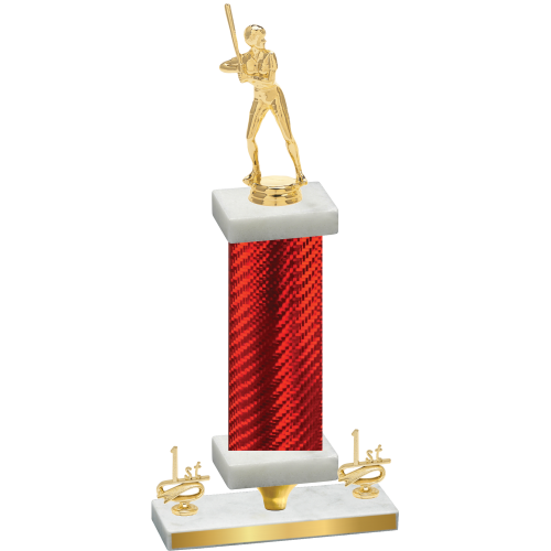 Premium Single Red Carbon Fiber First Place Softball Trophy