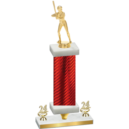 Premium Single Red Carbon Fiber Year Softball Trophy